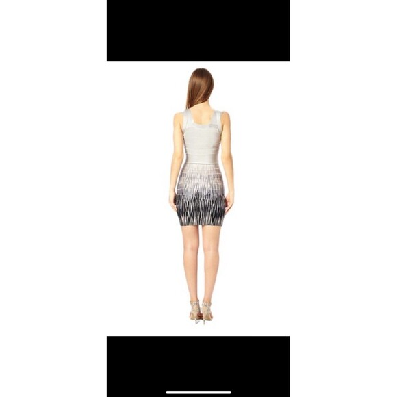 FRENCH CONNECTION Futuristic Knit Fitted Bodycon Bandage Dress, Silver- Size 6 - Picture 3 of 10